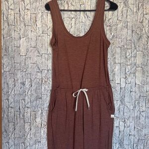 Vuori Lux At Ease Jumpsuit | Dark Terracotta Heather small